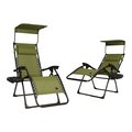 Snow Joe Bliss Hammocks Set of 2 Gravity Free Chairs w Canopy, Drink Tray, and Pillow GFC-026-2SG